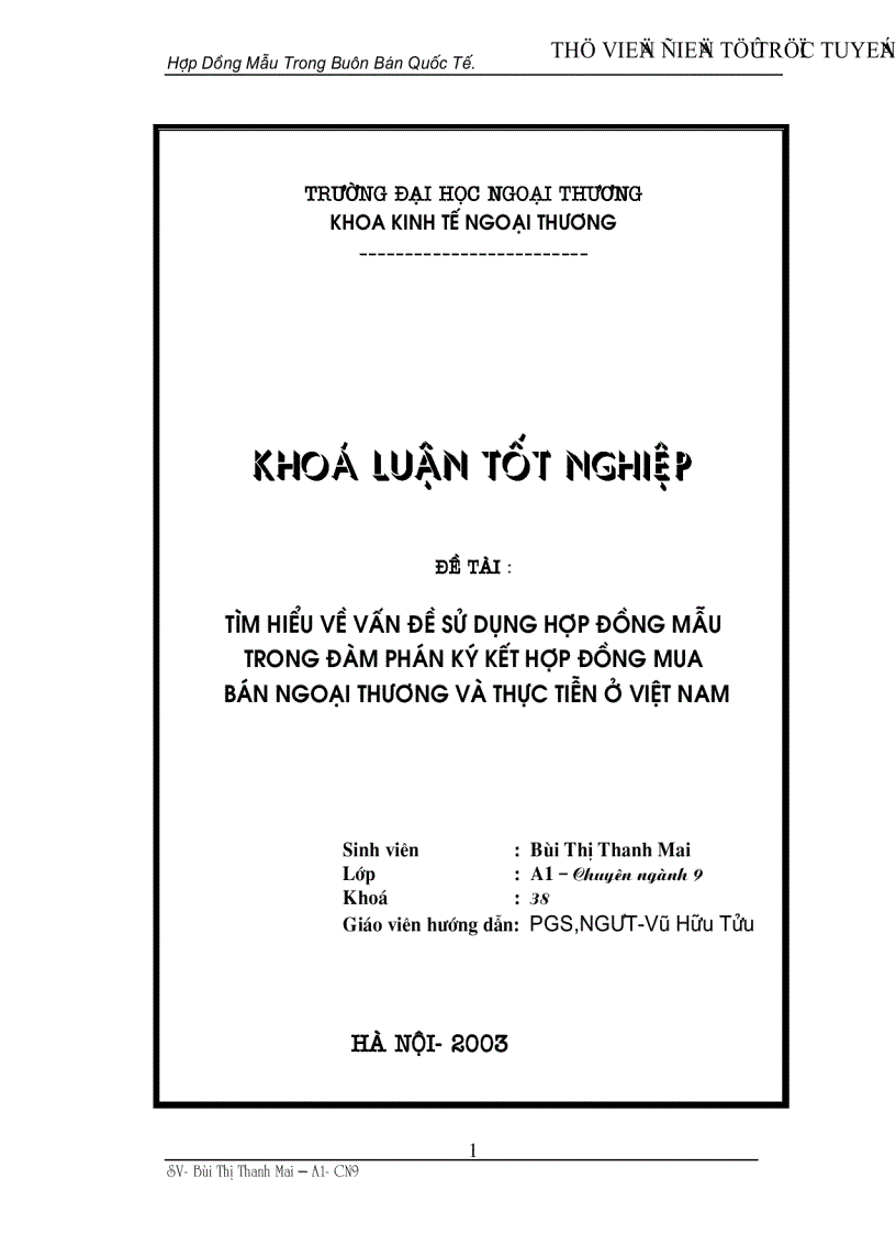 Tìm hiểu về vấn đề sử dụng hợp đồng mẫu trong đàm phán ký kết hợp đồng mua bán ngoại thương và thực tiễn ở việt nam