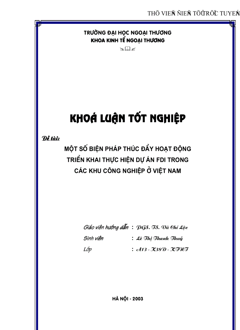 Một số biện pháp thúc đẩy hoạt động triển khai thực hiện dự án FDI trong các khu công nghiệp ở Việt Nam