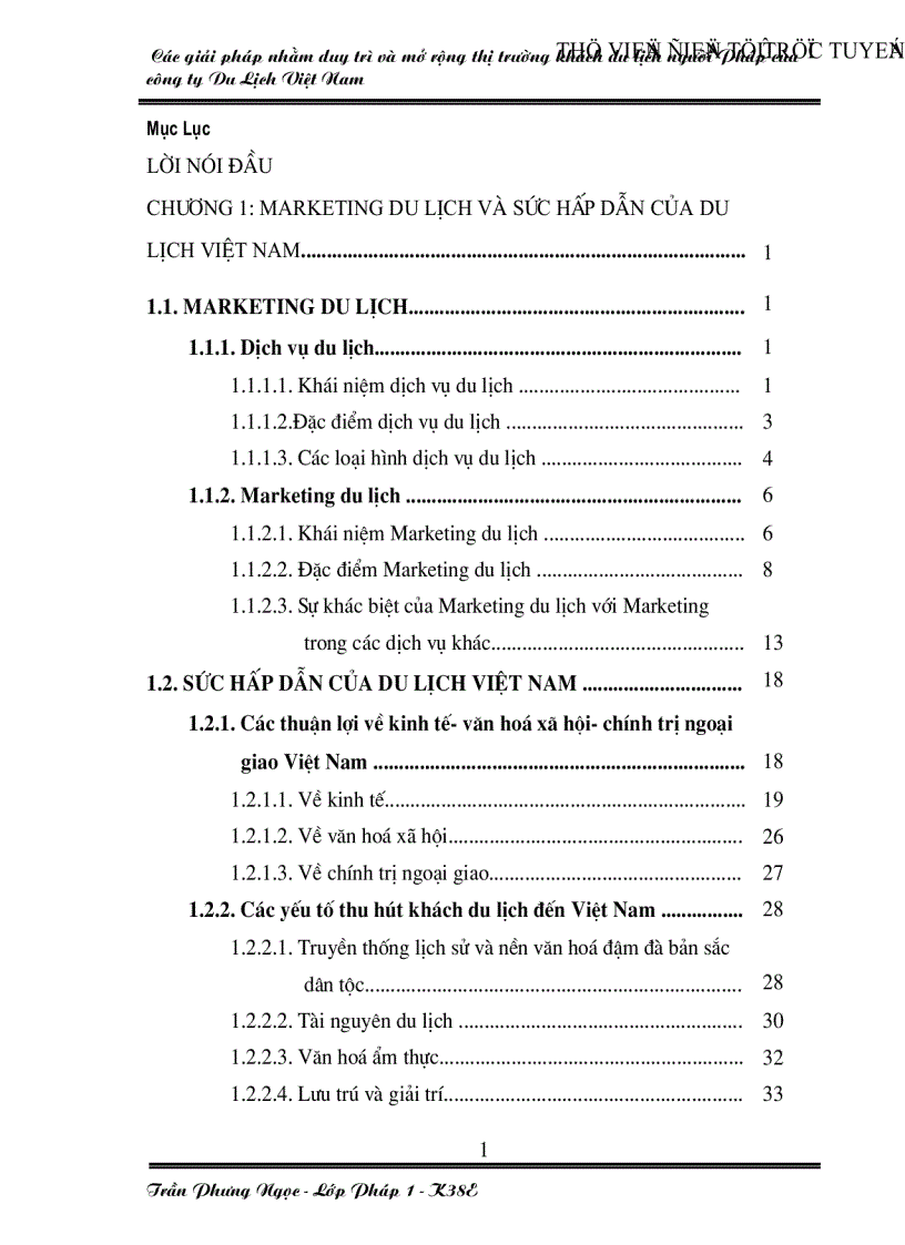 Các giải pháp nhằm duy trì và mở rộng thị trường khách du lịch Pháp của công ty du lịch Việt Nam