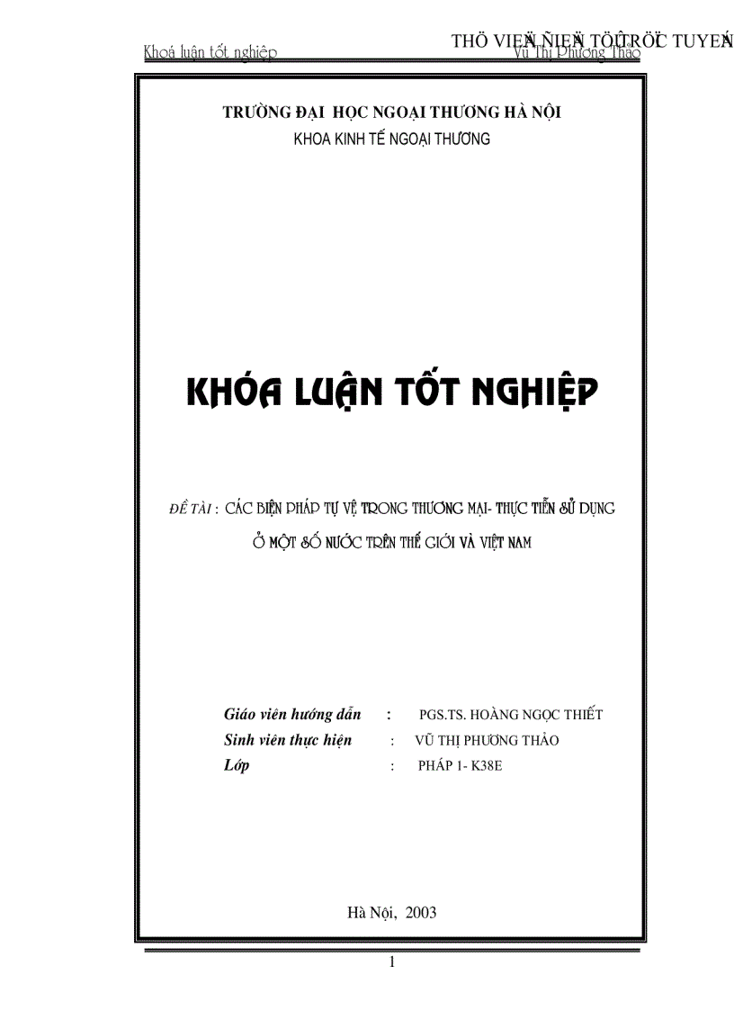 Các biện pháp tự vệ trong thương mại quốc tế Thực tiễn sử dụng ở một số nước trên thế giới và Việt Nam