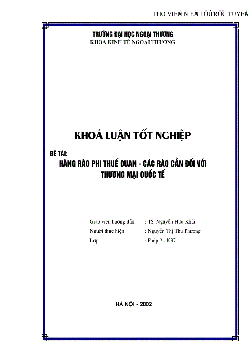 Hàng rào phi thuế quan các rào cản đối với thương mại quốc tế