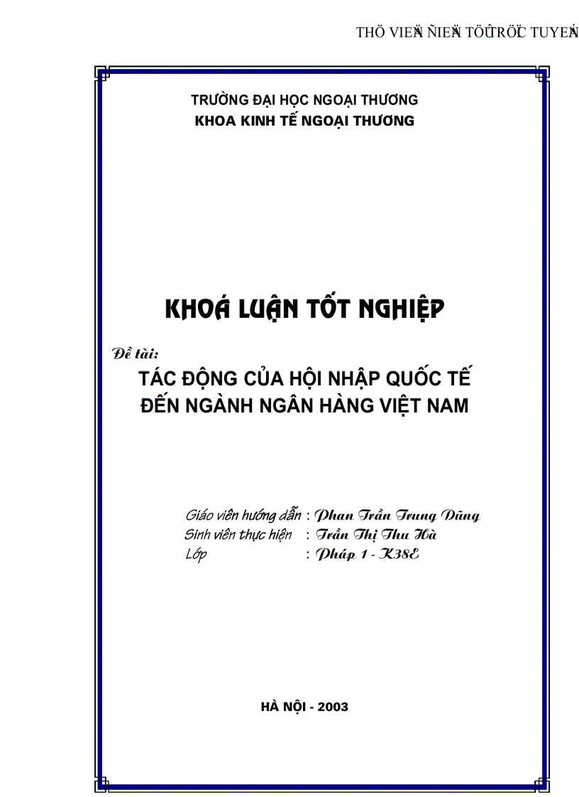 Tác động của hội nhập quốc tế đến ngành ngân hàng Việt Nam