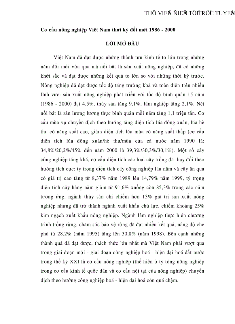 Cơ cấu nông nghiệp Việt Nam thời kỳ đổi mới 1986 2000