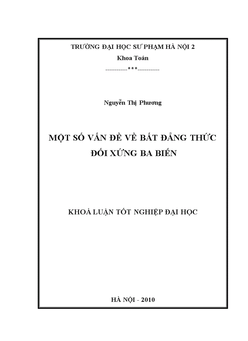 1số vấn đề về bất đẳng thức đối xứng ba biến