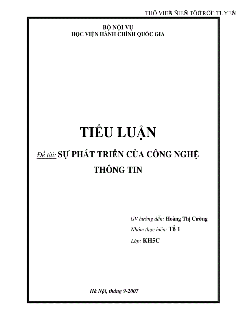 Sự phát triển của công nghệ thông tin