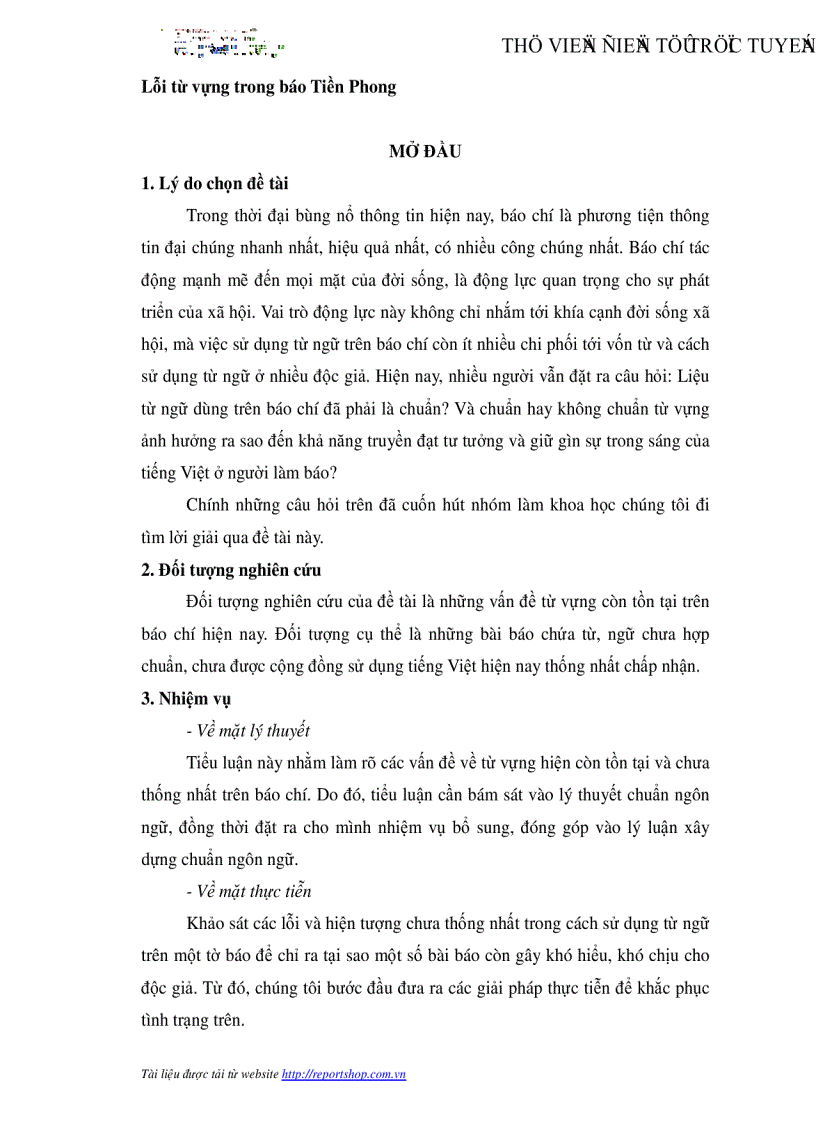 Lỗi từ vựng trong báo Tiền Phong