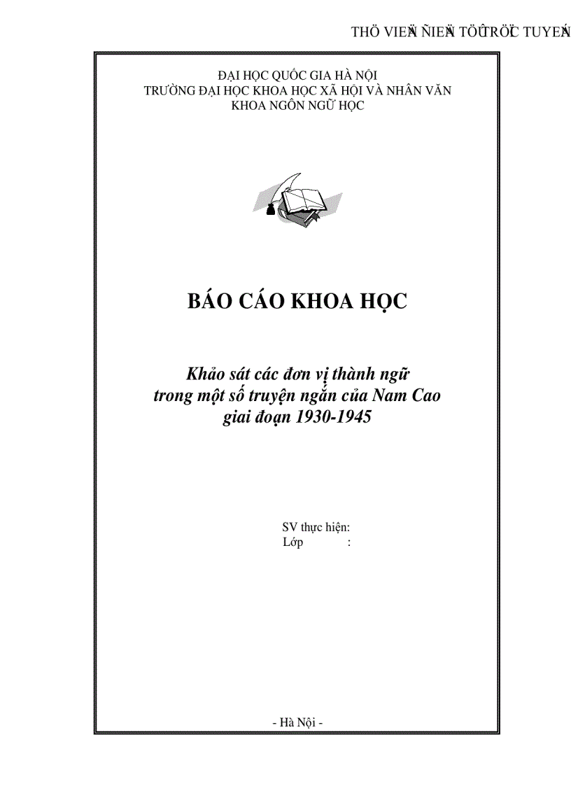 Khảo sát các đơn vị thành ngữ trong một số truyện ngắn của Nam Cao giai đoạn 1930 1945