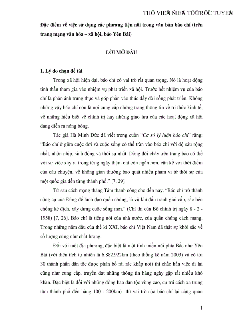 Đă c điê m vê viê c sư du ng ca c phương tiê n nô i trong văn ba n ba o chi trên trang ma ng văn ho a xa hô i ba o Yên Ba i