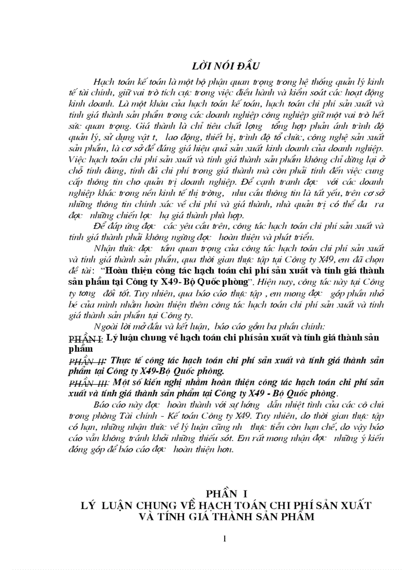 Hoàn thiện công tác hạch toán chi phí sản xuất và tính giá thành sản phẩm tại Công ty X49 Bộ Quốc Phòng chứng từ ghi sổ