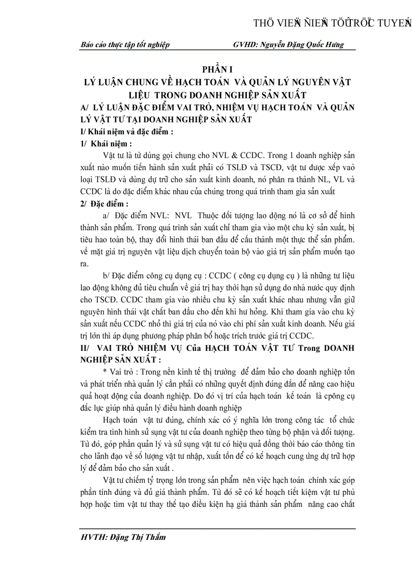 Tổ chức kế toán vật liệu với việc nâng cao hiệu quả sử dụng vốn lưu động sản xuất kinh doanh ở công ty In Đà Nẵng