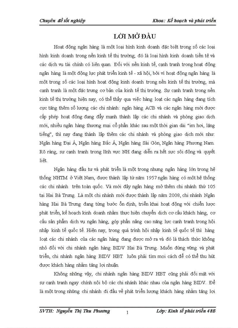 1số giải pháp chủ yếu nâng cao năng lực cạnh tranh của chi nhánh ngân hàng NHĐT PT BIDV Hai Bà Trưng