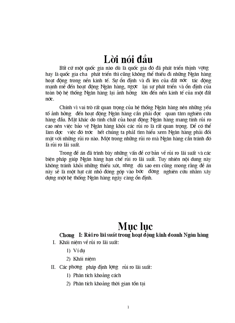 Rủi ro lãi suất trong hoạt động kinh doanh ngân hàng và các biện pháp phòng ngừa hạn chế rủi ro lãi suất