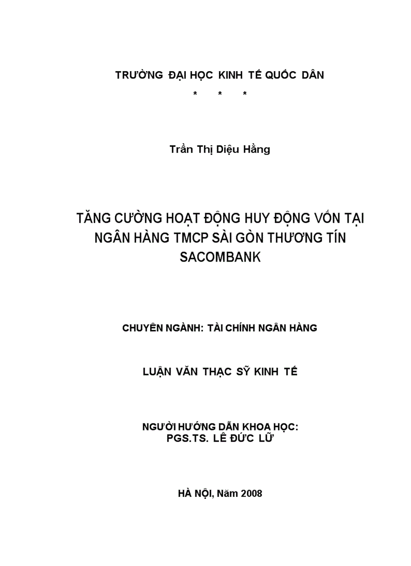 Tăng cường hoạt động huy động vốn tại ngân hàng tmcp sài gòn thương tín sacombank