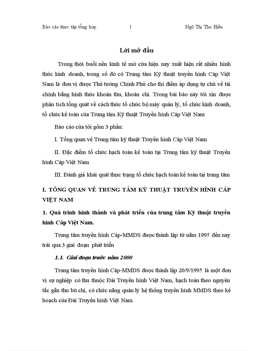 Quản trị tại trung tâm Kỹ thuật truyền hình Cáp Việt Nam