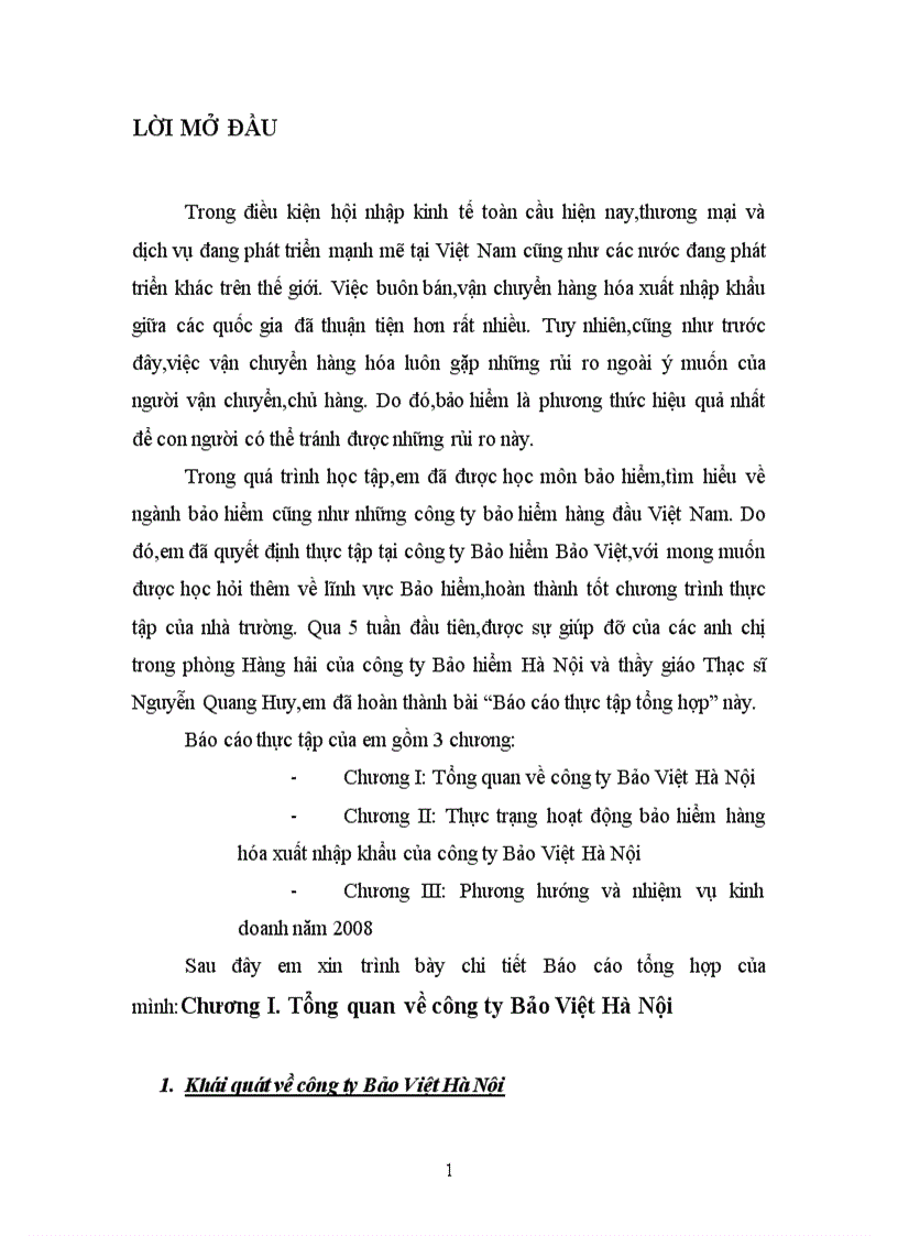 Tại Công ty Bảo Việt Hà Nội