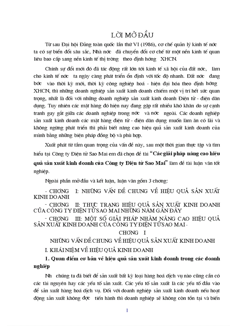 Các giải phâp nâng cao hiệu quả sản xuất kinh doanh của Công ty Điện tử Sao Mai làm đề tài luận văn tốt nghiệp