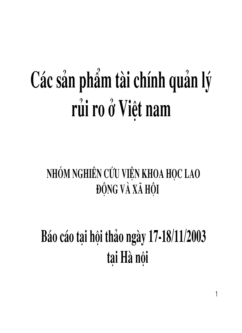 Các sản phẩm tài chính quản lý rủi ro ở Việt Nam