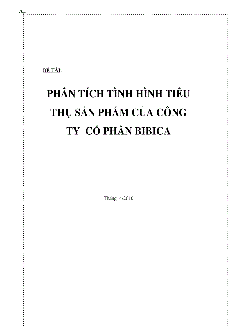 Phân tích tình hình tiêu thụ sản phẩm của Công ty cổ phần BIBICA