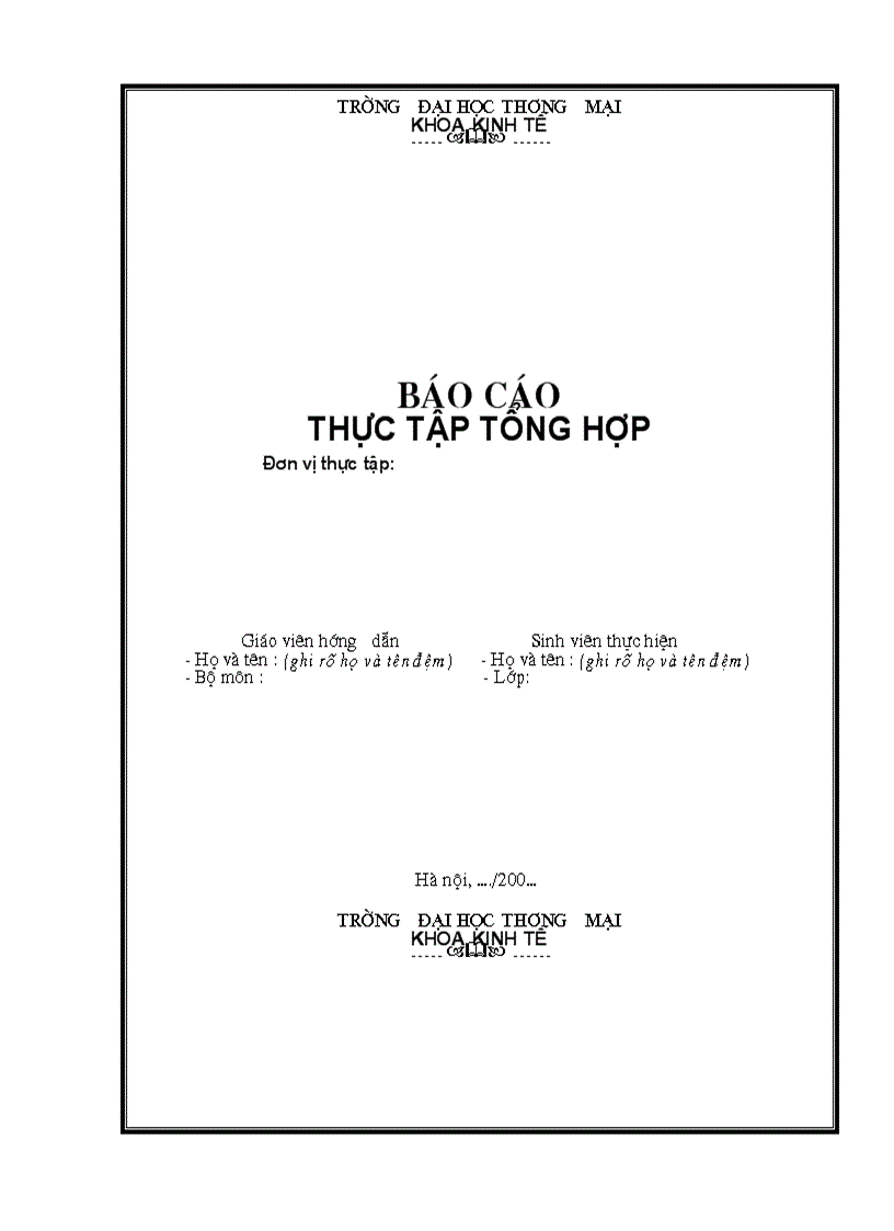 Một số hướng dẫn làm Báo cáo tốt nghiệp đại học trường ĐHTM