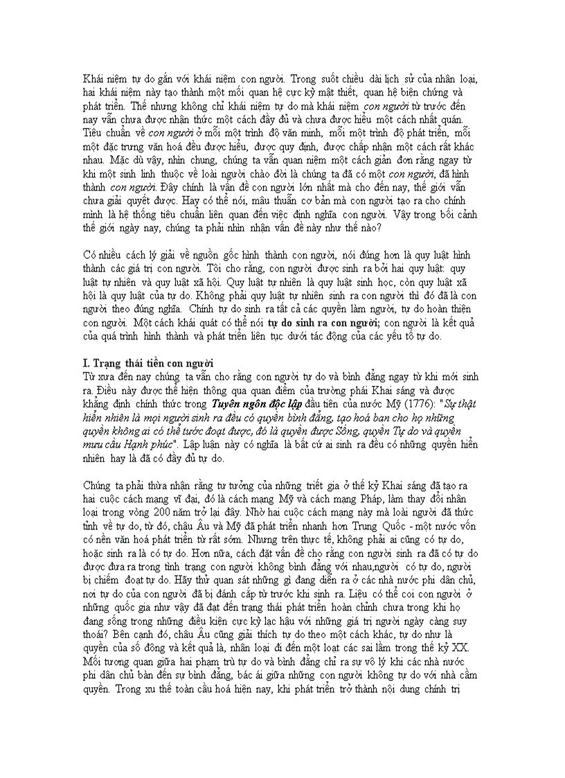 Tự do sinh ra con người