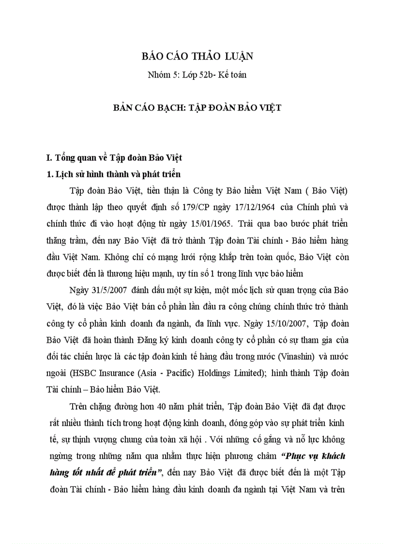 Bản cáo bạch Tập đoàn bảo việt