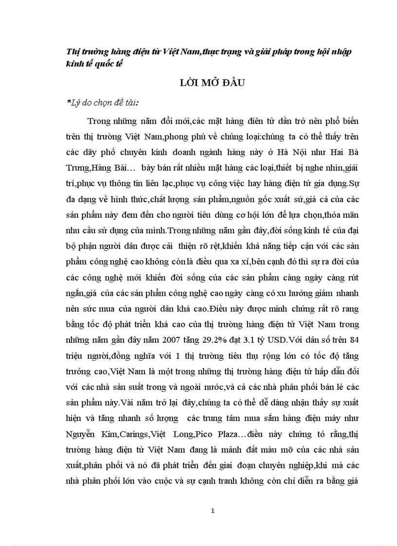 Thị trường hàng điện tử Việt Nam thực trạng và giải pháp trong hội nhập kinh tế quốc tế