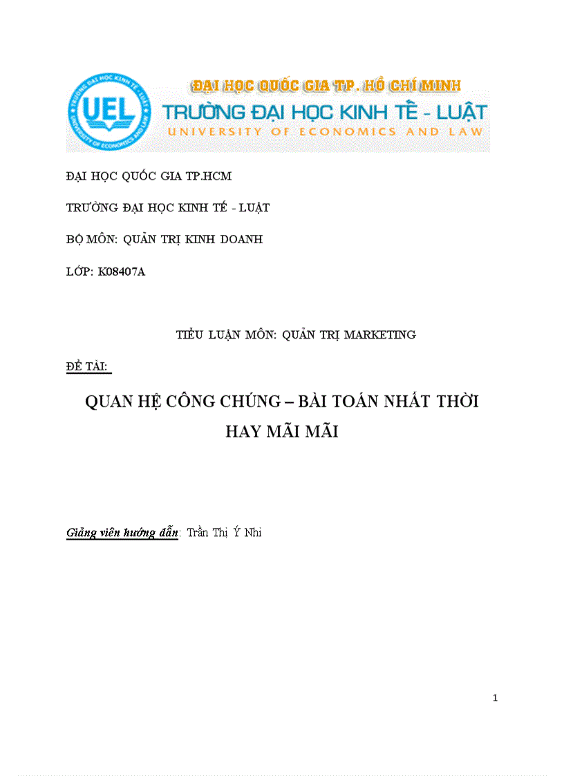 Quan hệ công chúng bài toán nhất thời hay mãi mãi