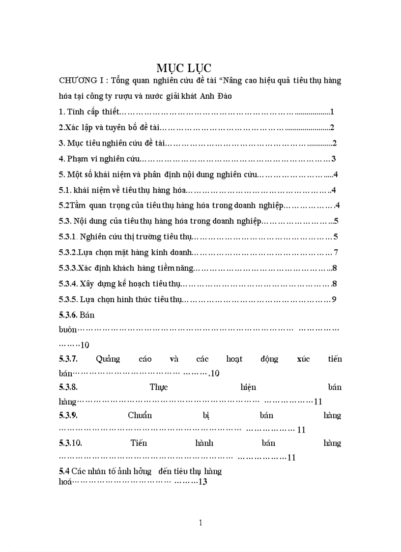 Đề tài Nâng cao hiệu quả tiêu thụ hàng hóa tại công ty rượu và nước giải khát Anh Đào