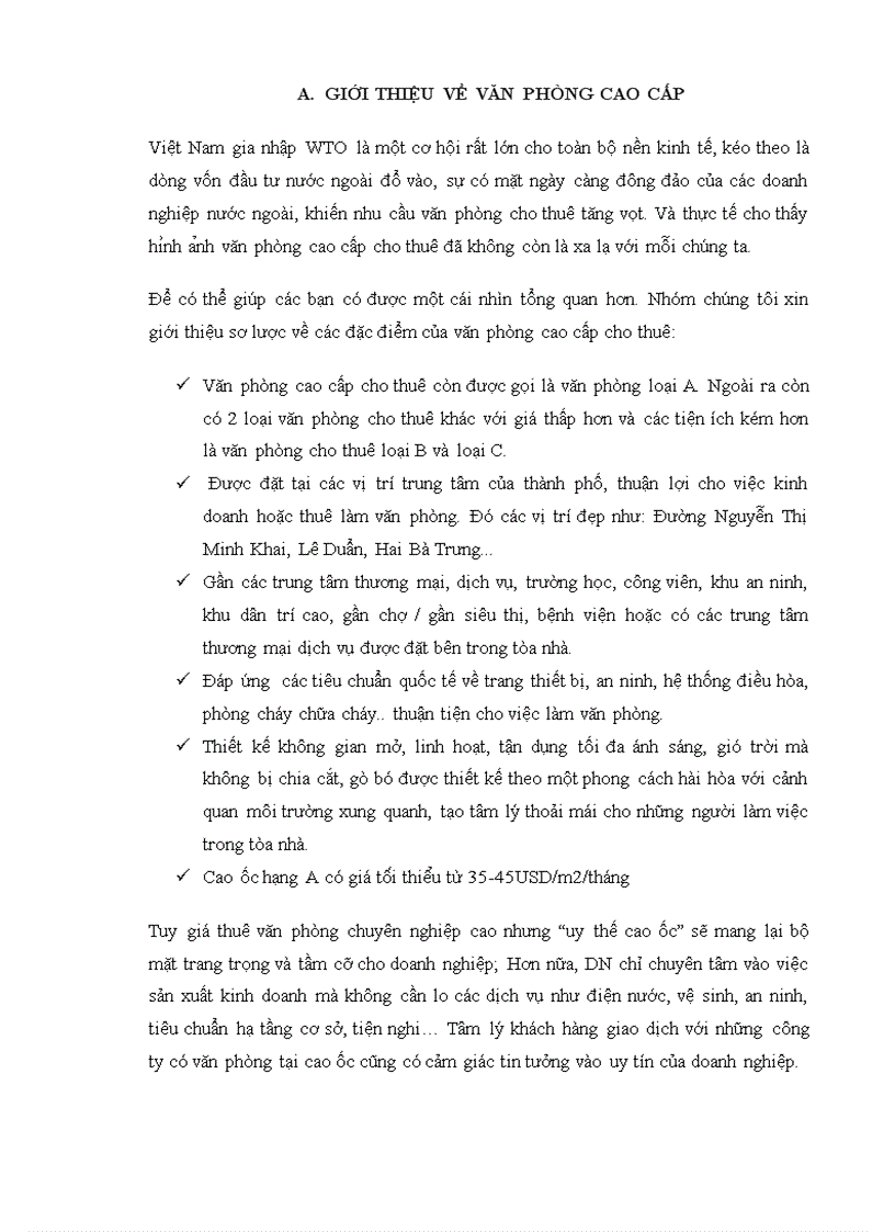 Phân tích sự ảnh hưởng của 4 mối đe dọa với sự phát triển của dịch cụ cho thuê văn phòng cao cấp