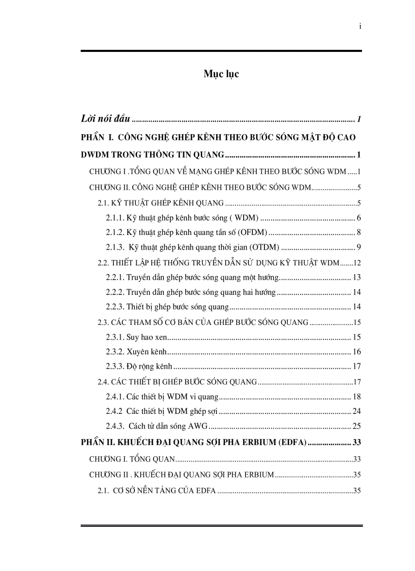 Ứng dụng công nghệ DWDM và EDFA trên mạng đường trục 20 Gbit s