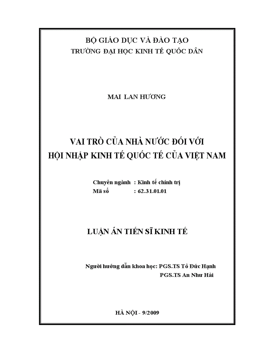Vai trò của nhà nước đối với hội nhập kinh tế quốc tế của việt nam