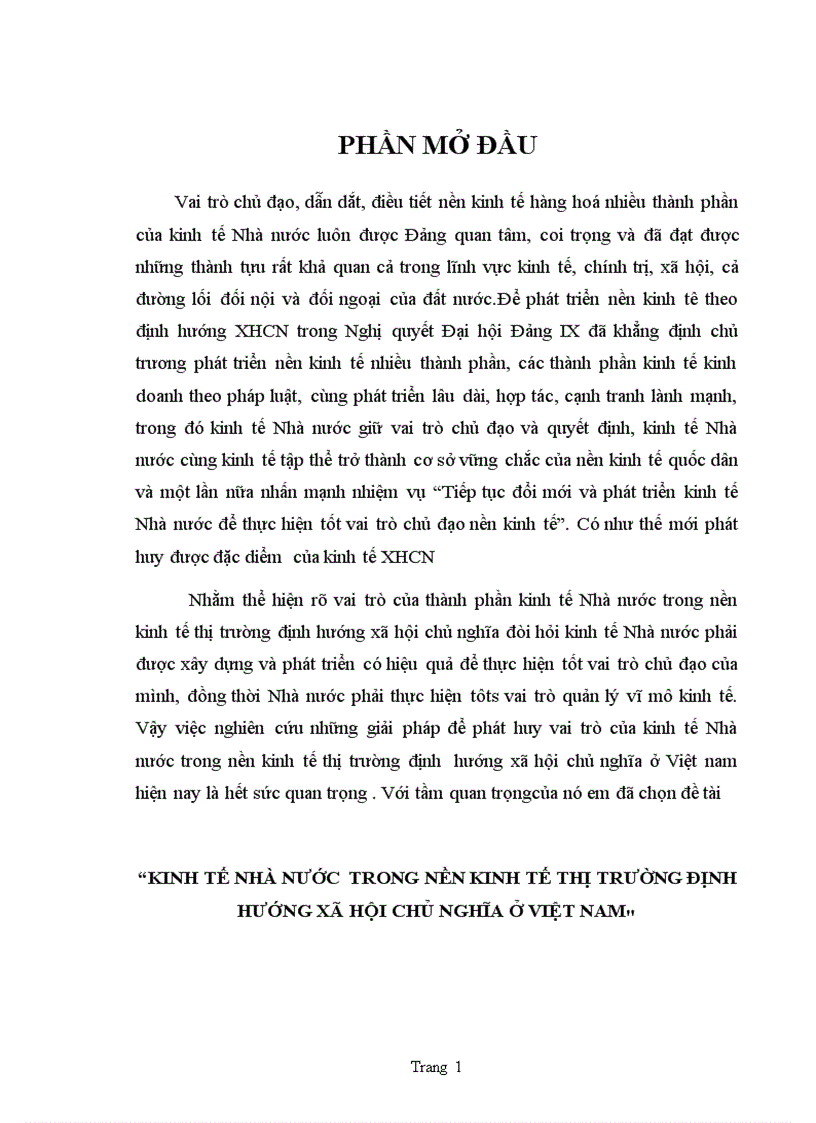 Kinh tế nhà nước trong nền kinh tế thị trường định hướng xã hội chủ nghĩa ở việt nam