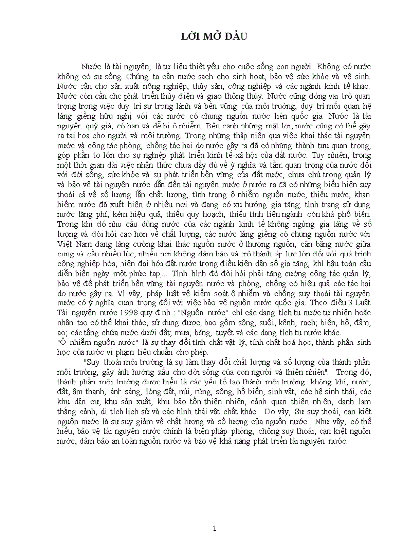 Đánh giá thực trạng pháp luật về kiểm soát ô nhiễm và suy thoái tài nguyên nước ở Việt Nam