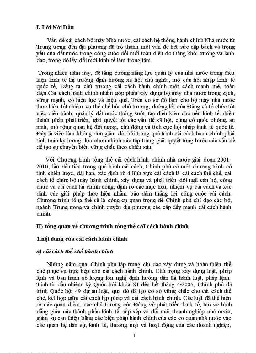 Tiểu luận Thực trạng và giải pháp cải cách hành chính ở các địa phương trong giai đoạn hiện nay