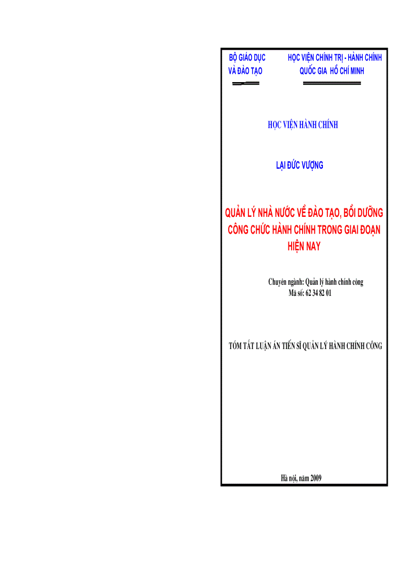 Quản lý nhà nước về đào tạo bồi dưỡng công chức hành chính trong giai đoạn hiện nay