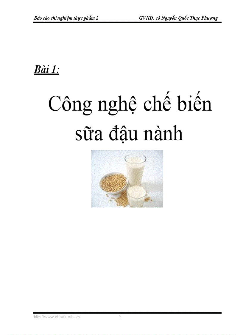 Công nghệ chế biến sữa đậu nành