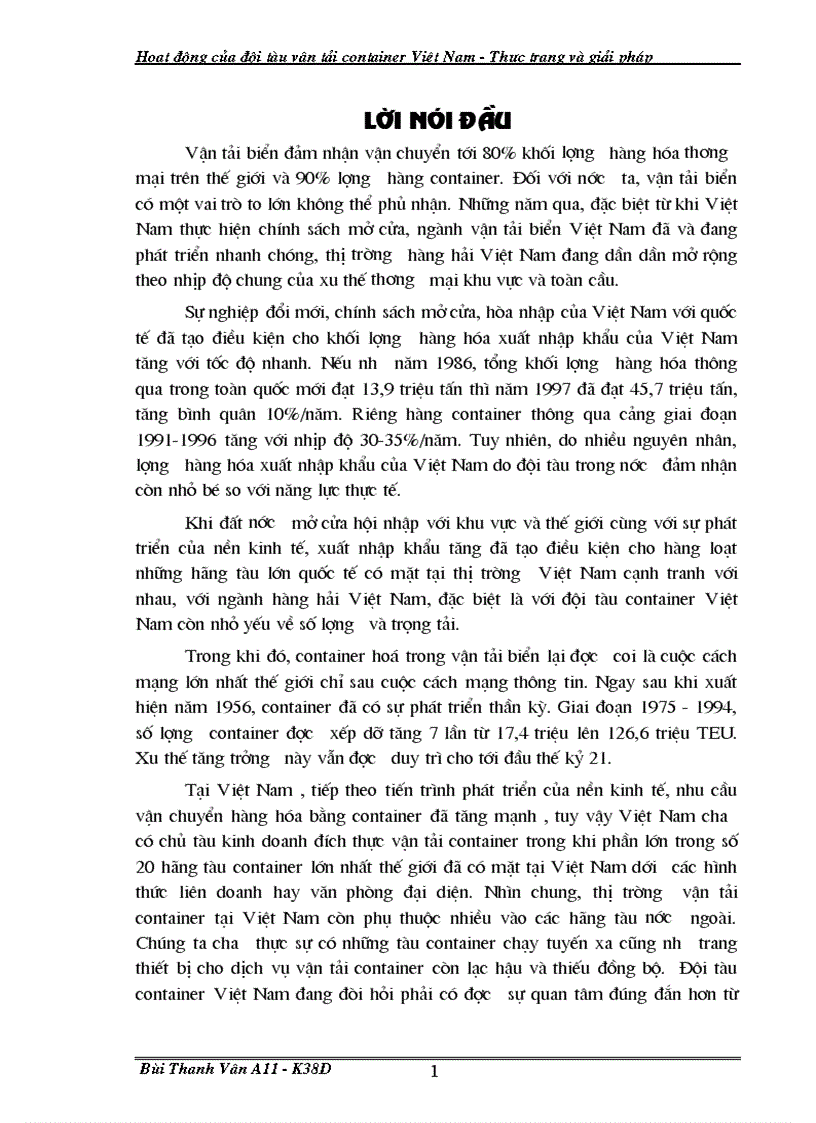 Thực trạng của đội tàu container Việt Nam và đề xuất một số giải pháp nâng cao năng lực cạnh tranh của đội tàu container trong bối cảnh hội nhập khu vực và quốc tế