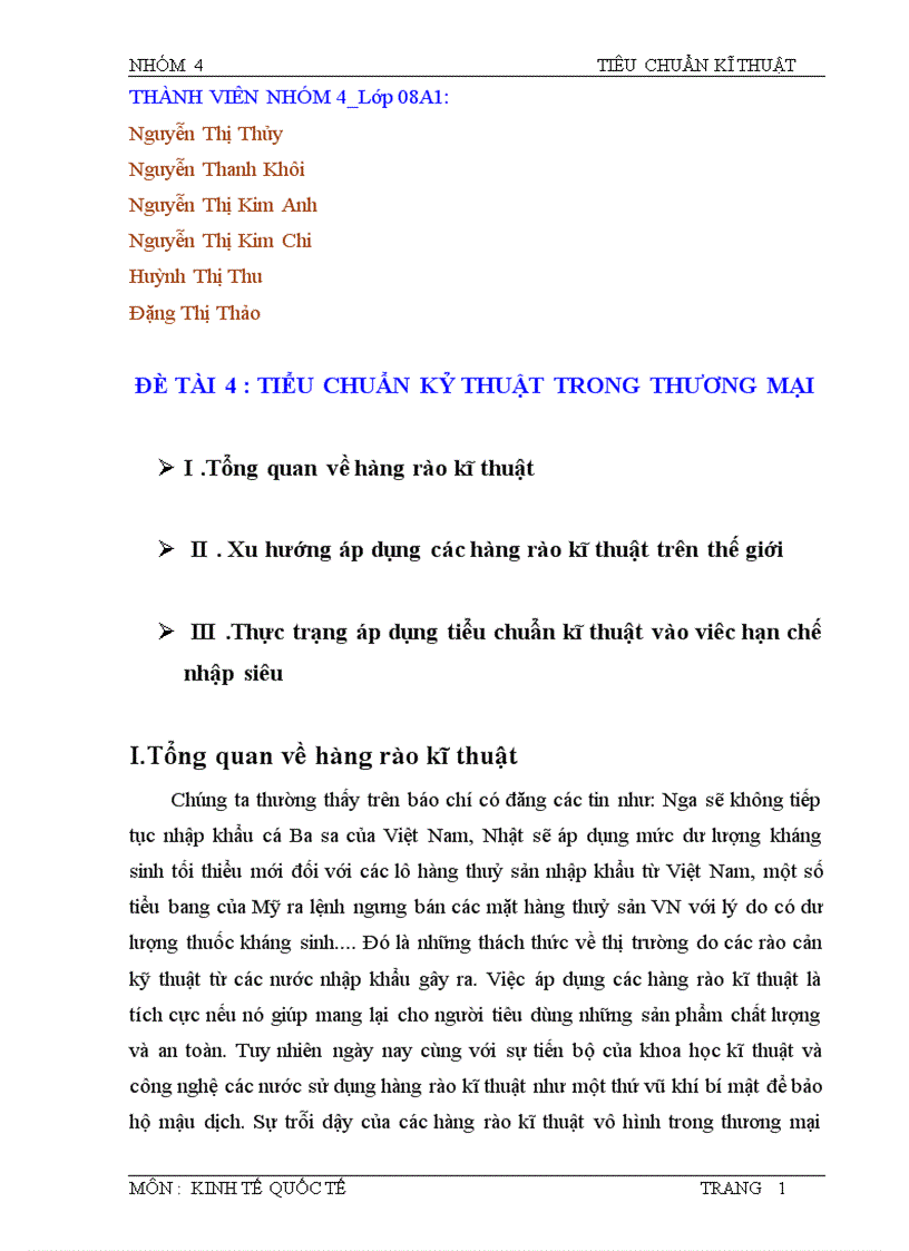 Tiểu chuẩn kỹ thuật trong thương mại