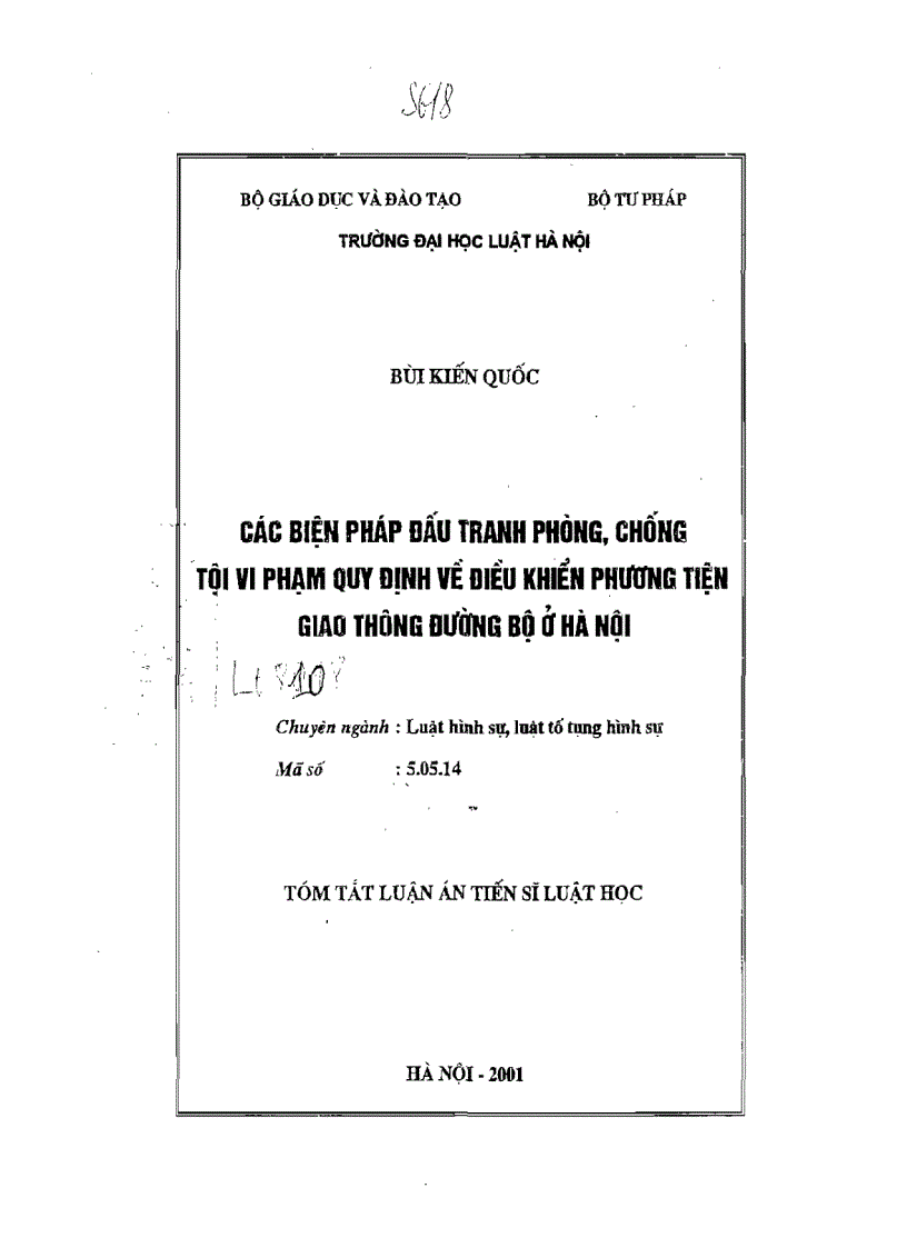 Các biện pháp đấu tranh phòng chống tội vi phạm quy định về điều khiển phương tiện giao thông đường bộ ở Hà Nội