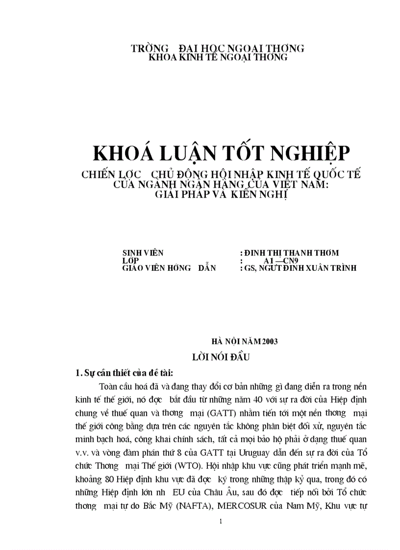 Chiến lược chủ động Hội nhập kinh tế quốc tế của ngành Ngân hàng Việt nam Giải pháp và kiến nghị