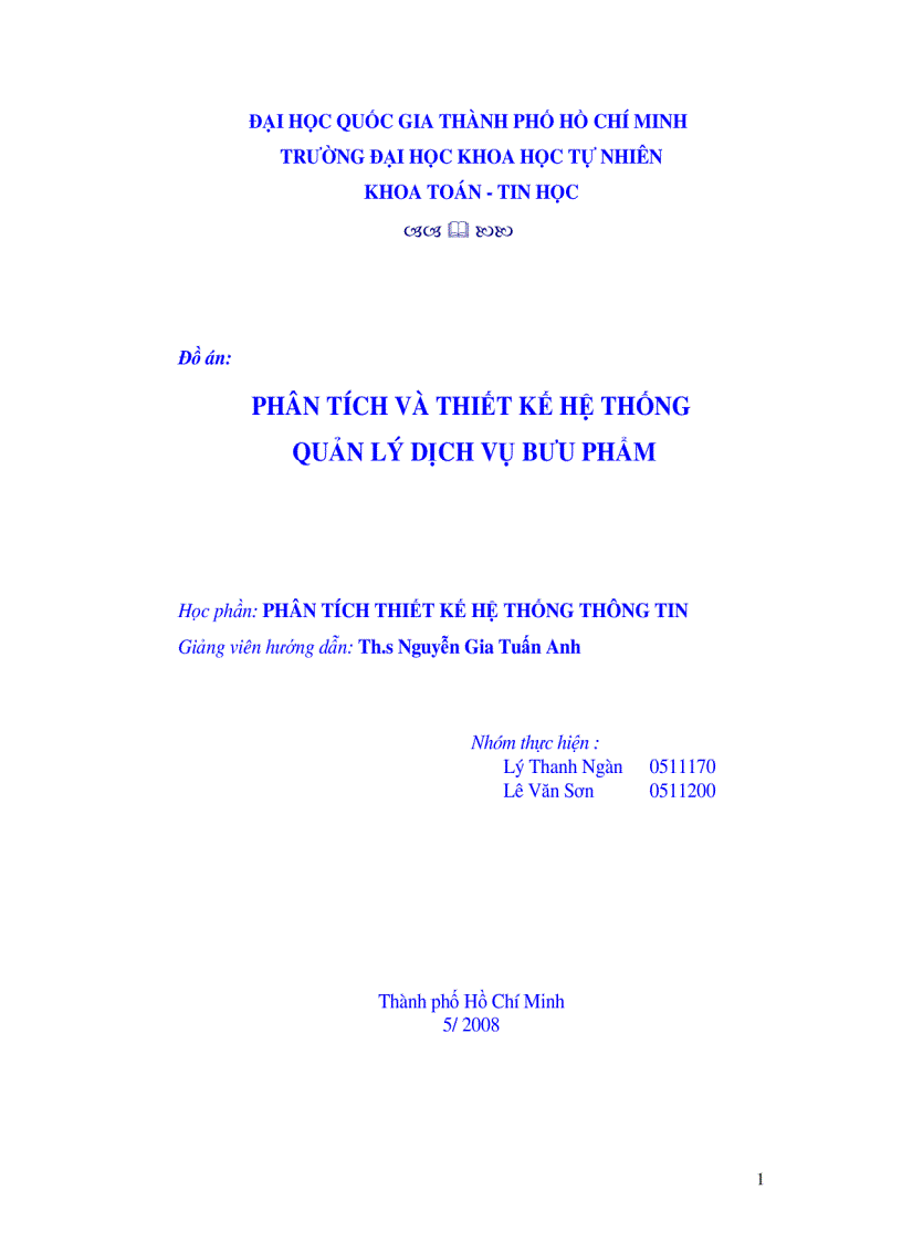 Hệ thống quản lí dịch vụ bưu phẩm