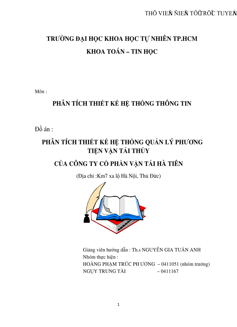 Phân tích thiết kế hệ thống quản lý phương tiện vận tải thủy của công ty cổ phần vận tải Hà Tiên km7 xa lộ Hà Nội Thủ Đức