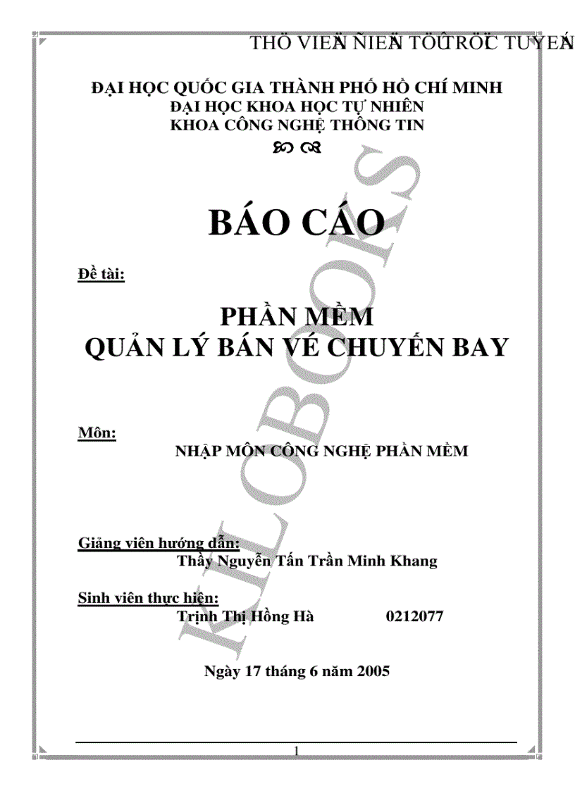 Phần mềm quản lý bán vé chuyến bay