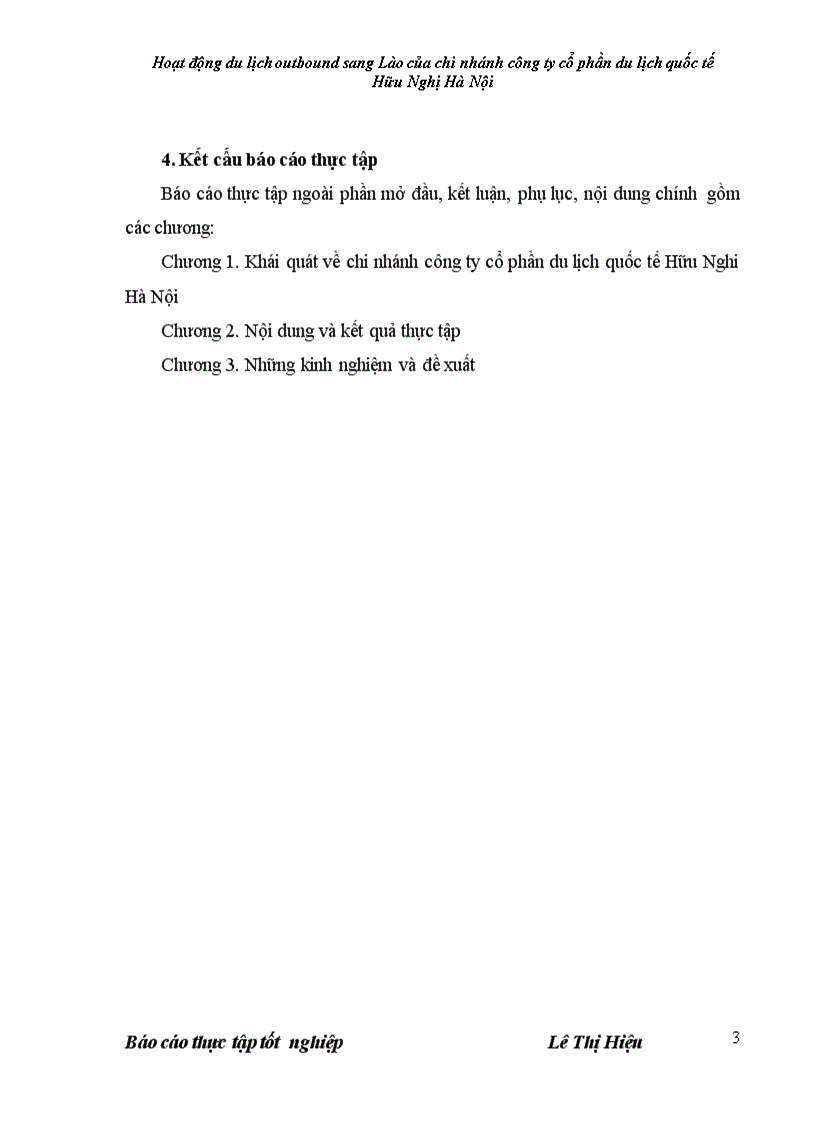 Báo cáo thực tập tại chi nhánh công ty cổ phần du lịch quốc tế Hữu Nghị