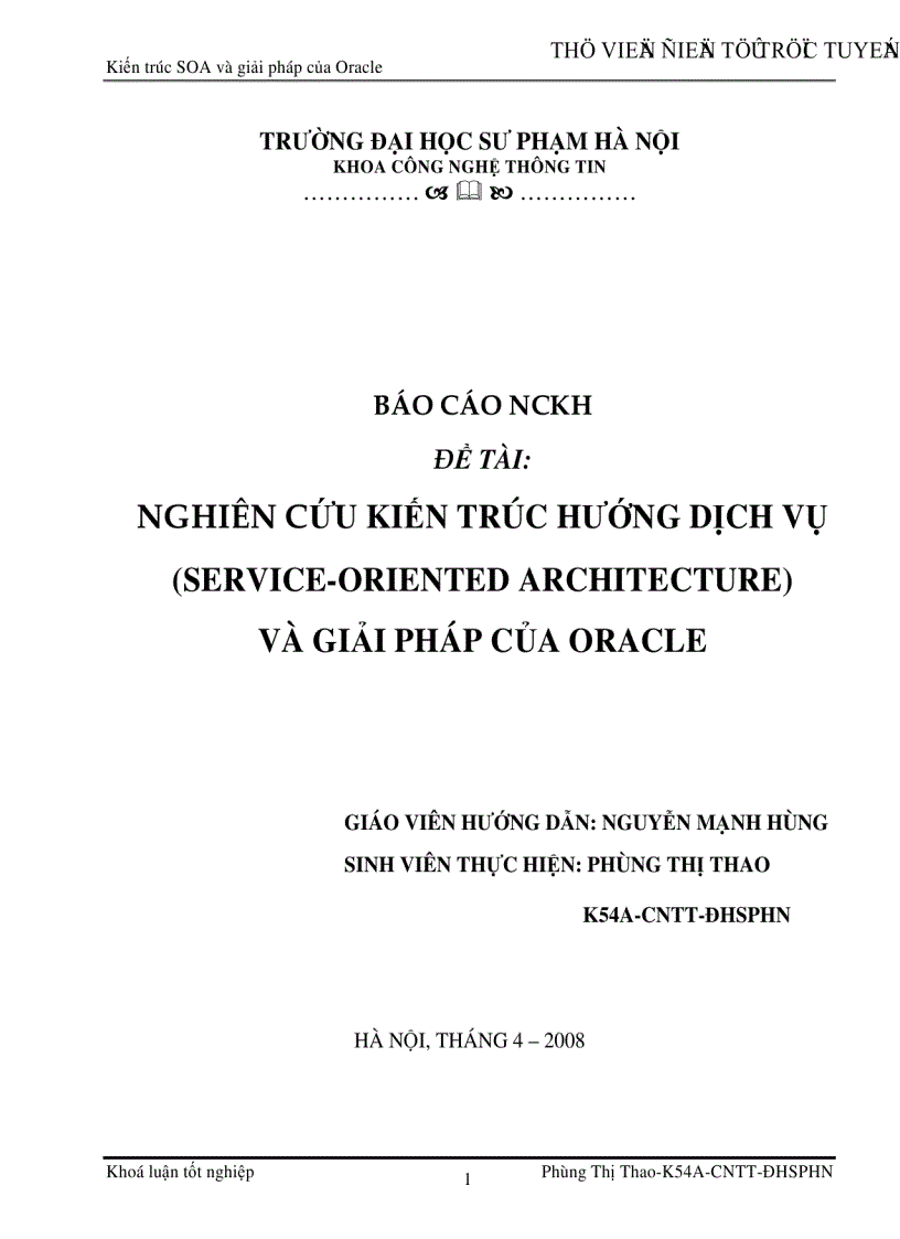 Nghiên cứu Kiến trúc hướng dịch vụ và giải pháp của Oracle