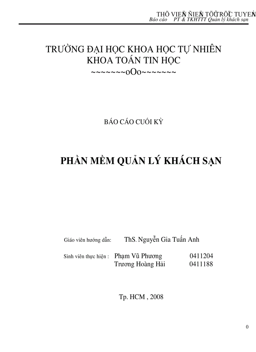 Phần mềm quản lý khách sạn