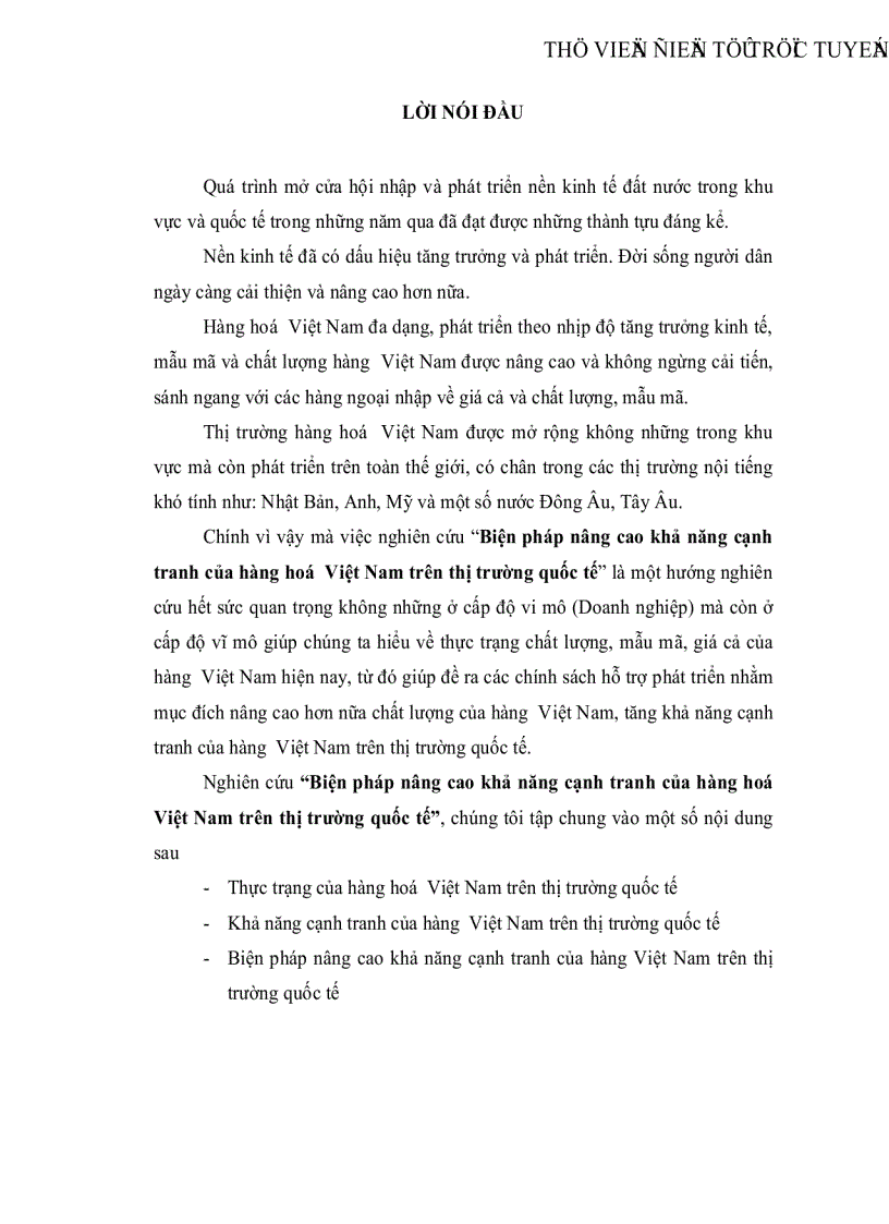 Biện pháp nâng cao khả năng cạnh tranh của hàng hoá Việt Nam trên thị trường quốc tế