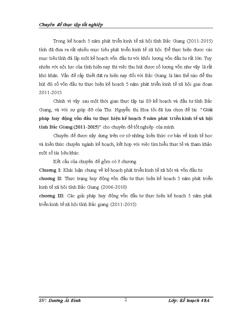Giải pháp huy động vốn đầu tư thực hiện kế hoạch 5 năm phát triển kinh tế xã hội tỉnh Bắc Giang 2011 2015