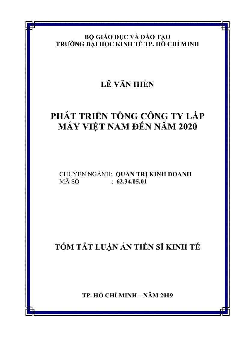 Phát triển tổng công ty lắp máy Việt Nam đến năm 2020