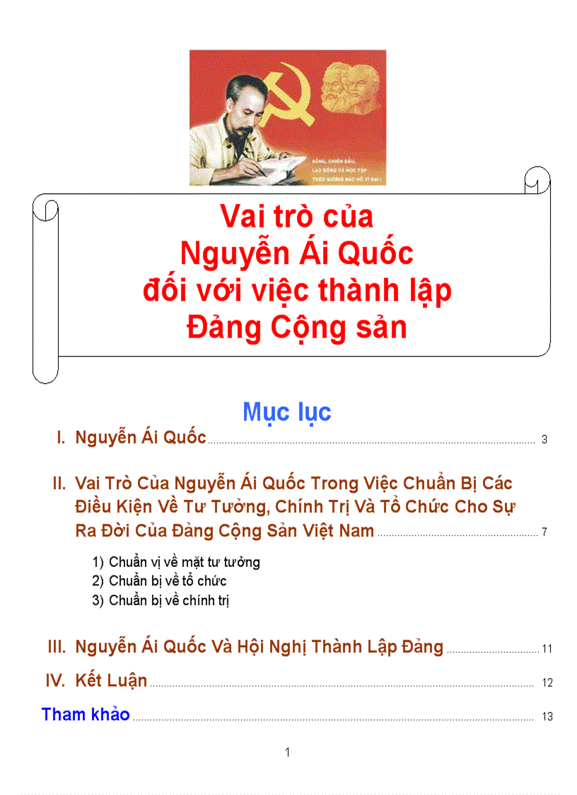 Vai trò của Nguyễn Ái Quốc đối với việc thành lập Đảng Cộng Sản Việt Nam